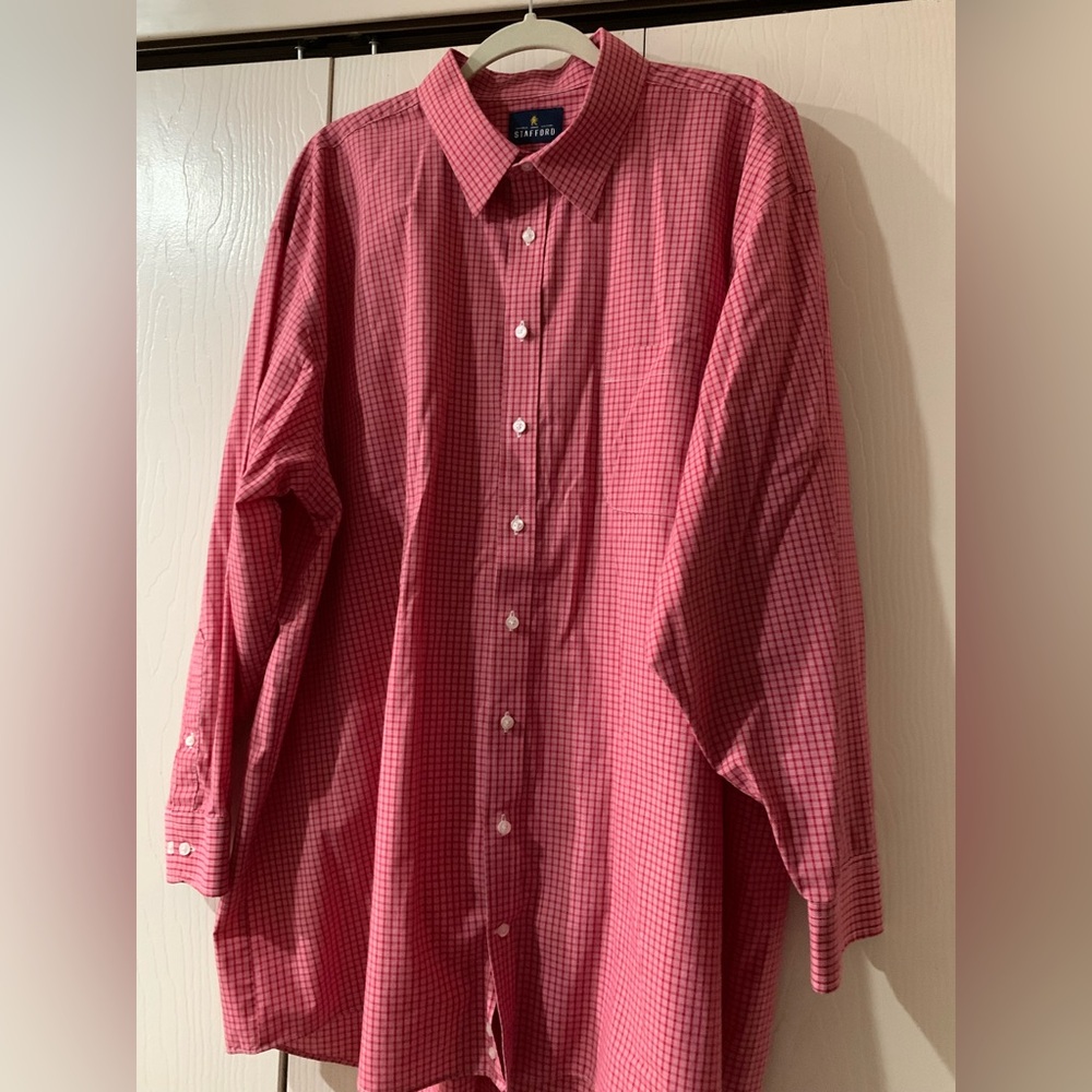Stafford Red Plaid Men's Button Down Shirt